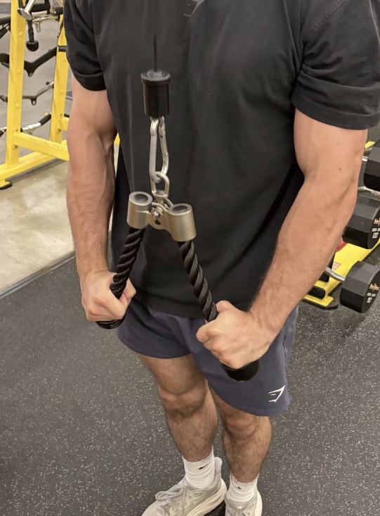 An Adonai rope attachment loaded on a cable station at Retro Fitness, Kenhorst PA